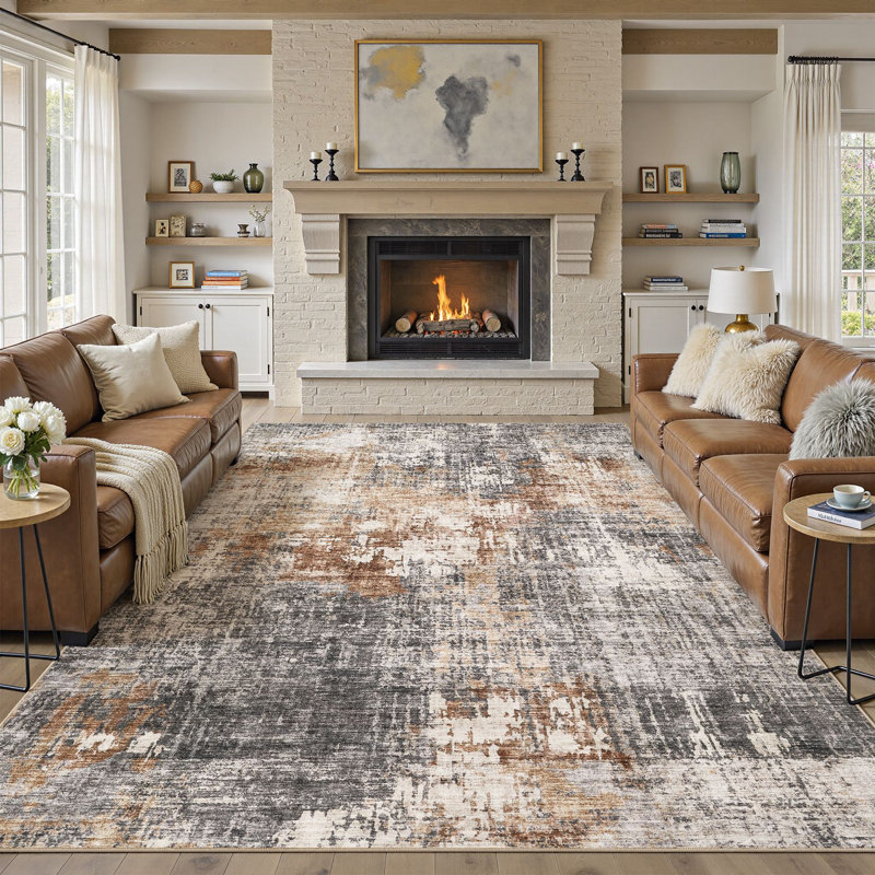  Dagmar Area Rug Living Room Rugs Washable Large Soft Indoor Neutral Modern Abstract Low Pile Rug Carpet for Bedroom Dining Room Farmhouse Home Office