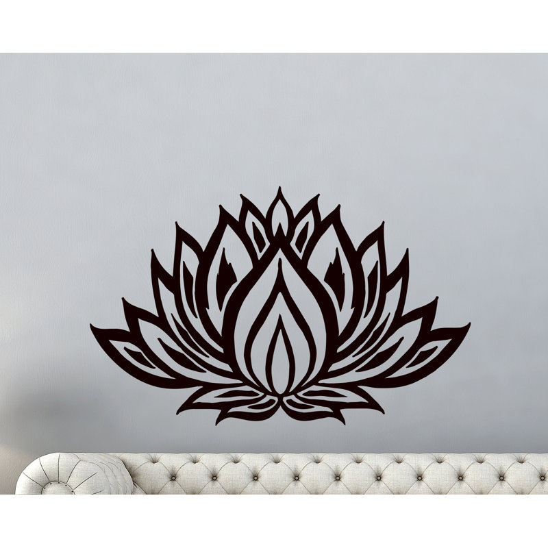 Autocollants muraux de lotus, Noir, H 36 po x l 57 po