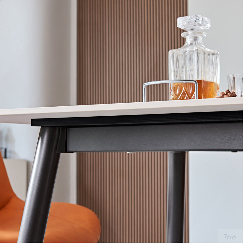 Grande table rectangulaire avec base en métal solide et table de salle à manger moderne en pierre