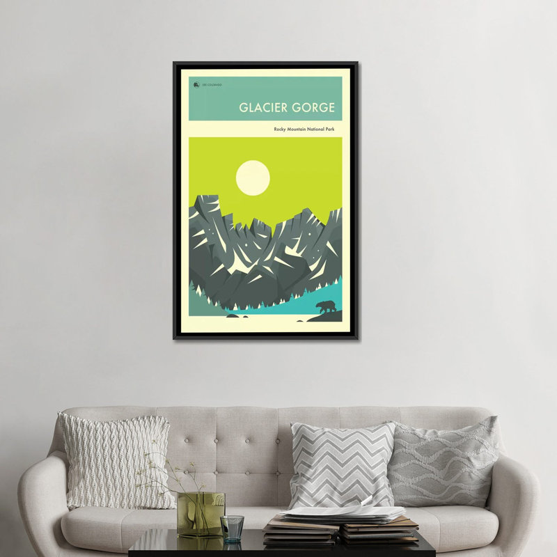 «Glacier Gorge I», impression sur toile, H 26 po x l 18 po x P 1,5 po, Toile encadrée noire, Pas de tapis