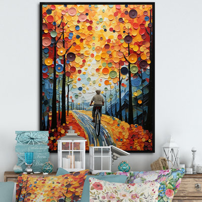 Vélo voyage pointillisme, reproduction d'art sur toile