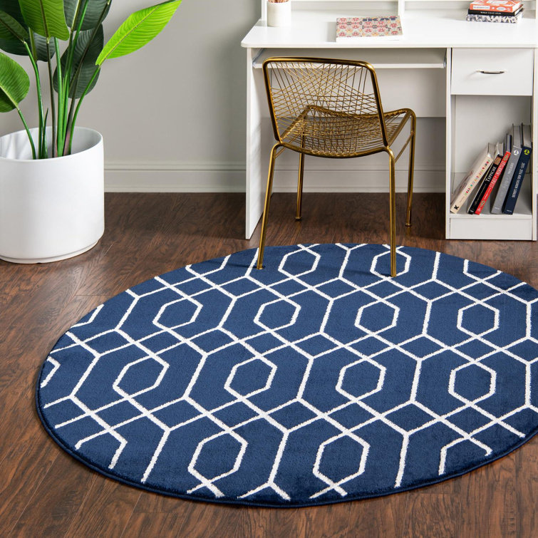 Glam Navy Blue Silver Area Rug