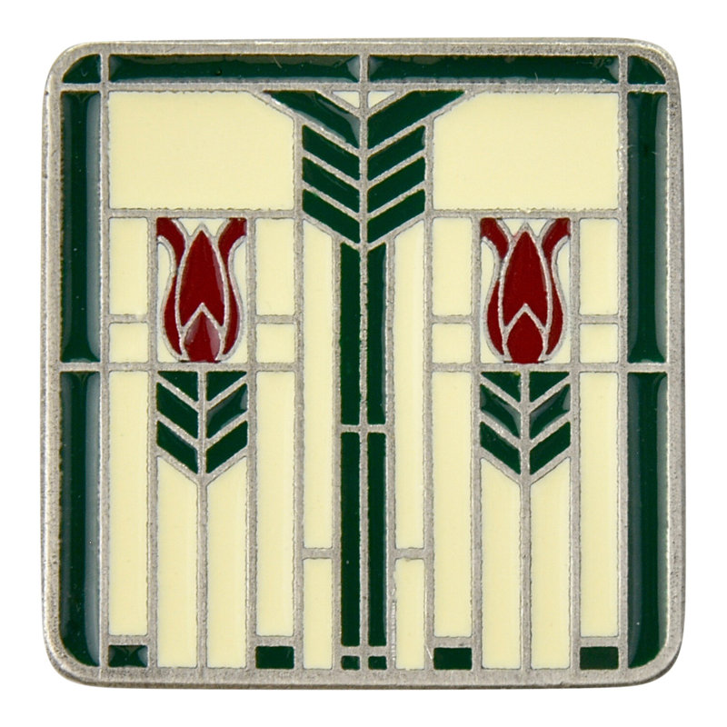 Arts And Crafts Square Knob, Antique Pewter/Evergreen