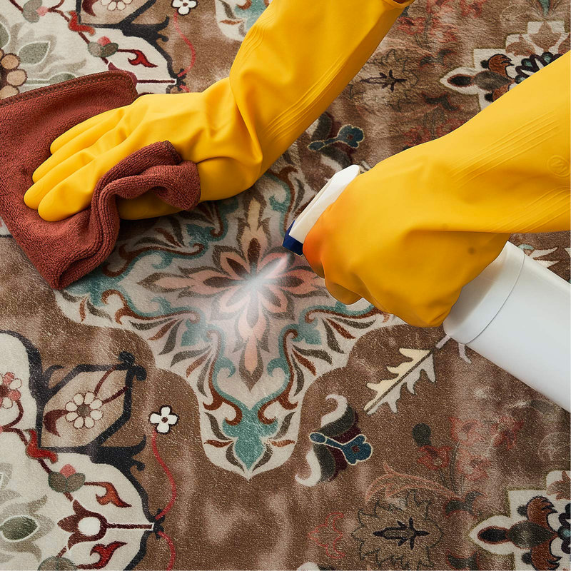 Large Area Rug 7.5X9.5 Ft Anti-Skid Tear-Resistant Floor Mat Vintage Brown Green, Rectangle 7'5" x 9'5"