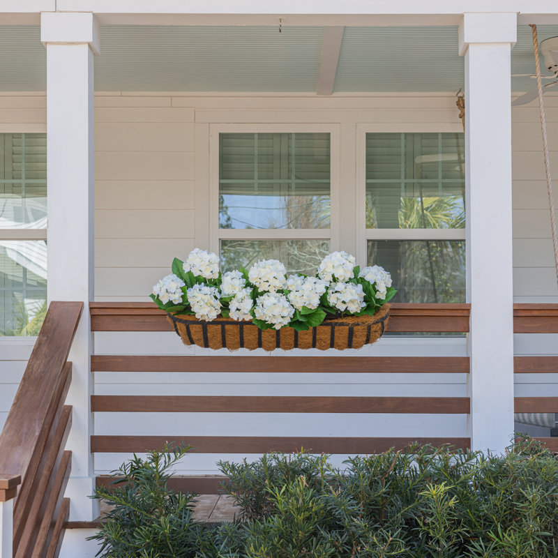 Lifelike Hydrangea Window Box Filler, White