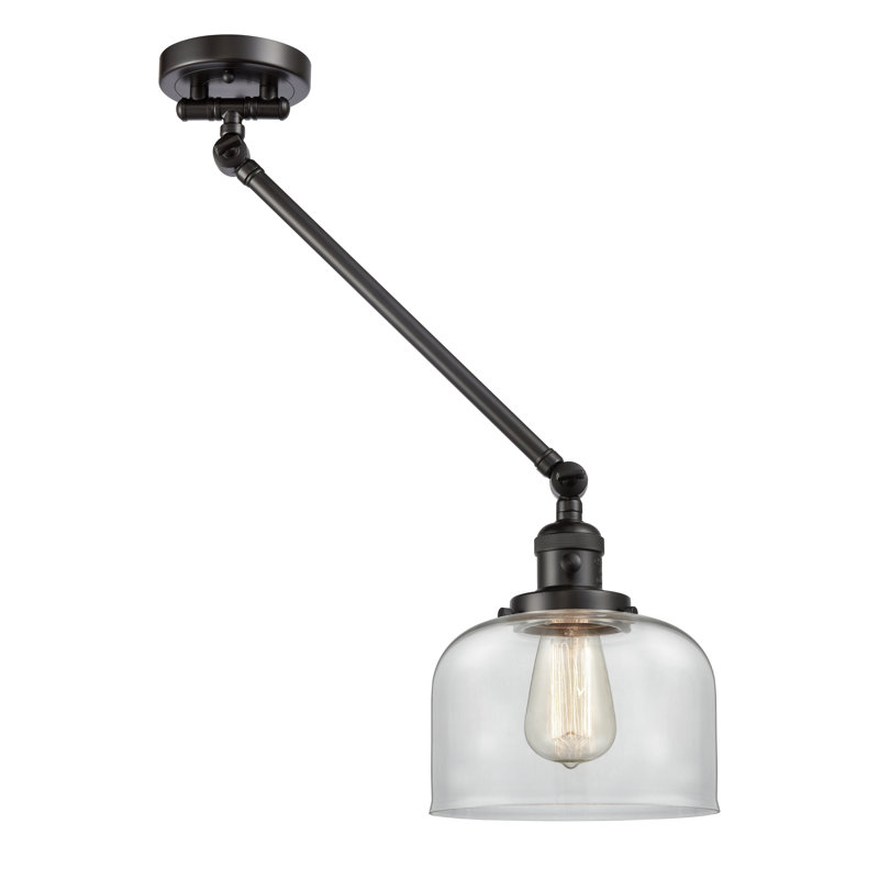 Lampe murale avec bras pivotant à 1 lumière Kiger Bell, Bronze huilé, Transparent