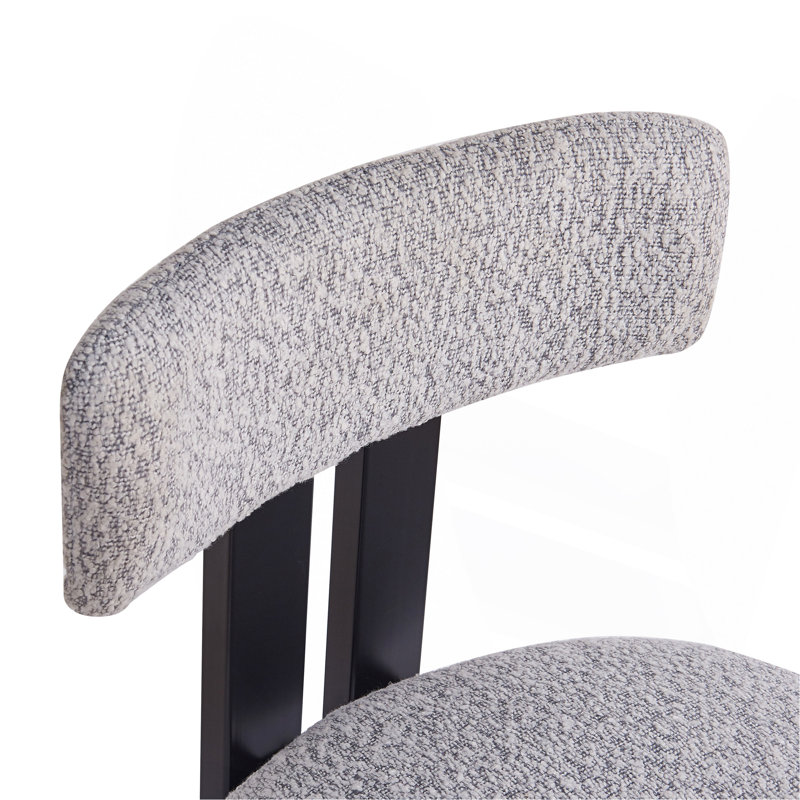 26.5'' Stylish Round Stools With Low Back - Comfortable Upholstered Seat & For Kitchen & Dining, Black/Grey