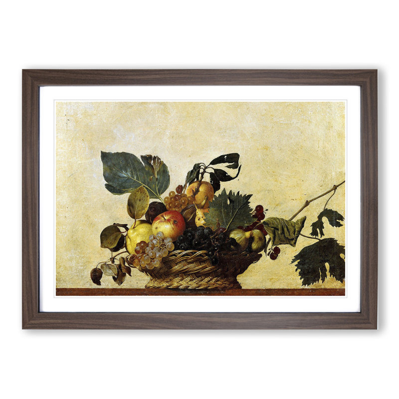 Fruit Basket by Caravaggio - Framed Print, Walnut Framed, 36cm H x 48cm W x 2cm D