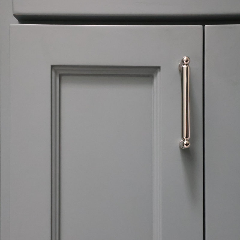 Poignée d'armoire moletée, 6", Nickel poli