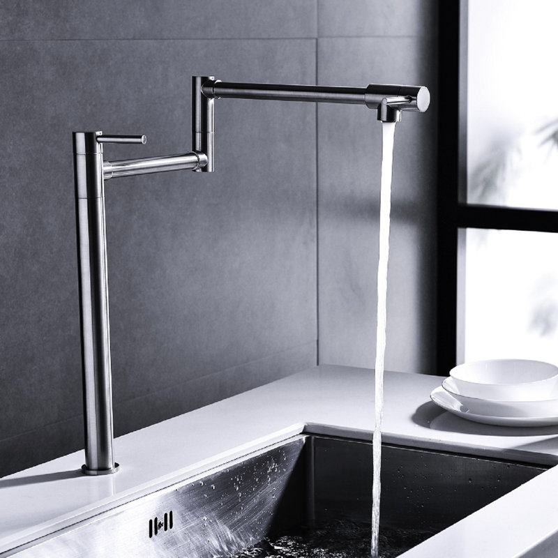 Brushed Nickel Pot Filler Faucet With Extension , Double Handles For Optimal Water Control, Corrosion And Fingerprint- Surface, Smooth Quiet Flow Aerator - Nickel, Precise Quality Splash-