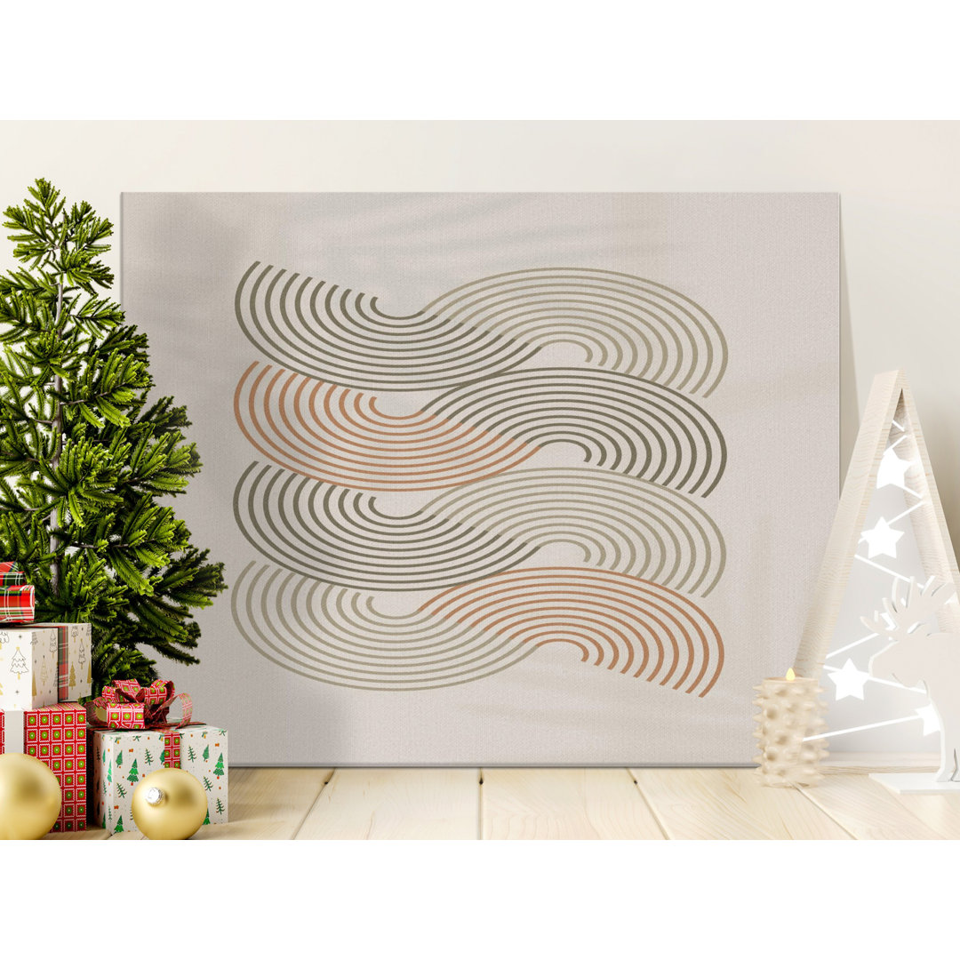 Modern Abstract Canvas Wall Art, Geometric Arcs Print, Gallery Wrapped Canvas, Neutral Colors, Ready to Hang, Minimalist Home Decor
