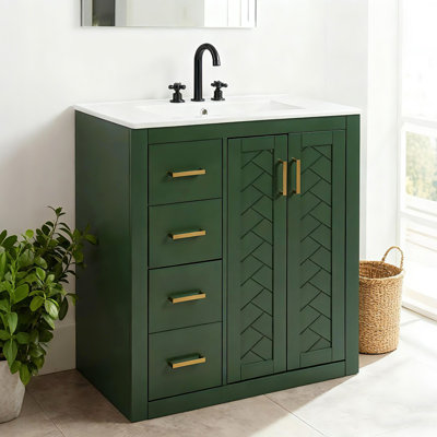 Meuble-lavabo 30 po avec comptoir en céramique Pelaga