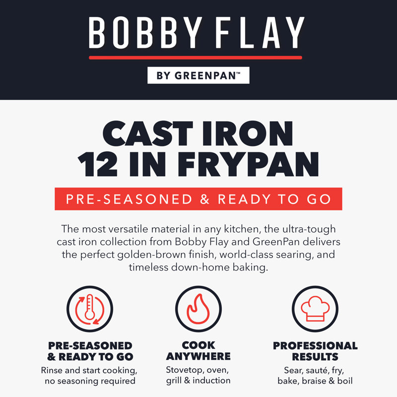 Bobby Flay by GreenPan 12” Cast Iron Frypan