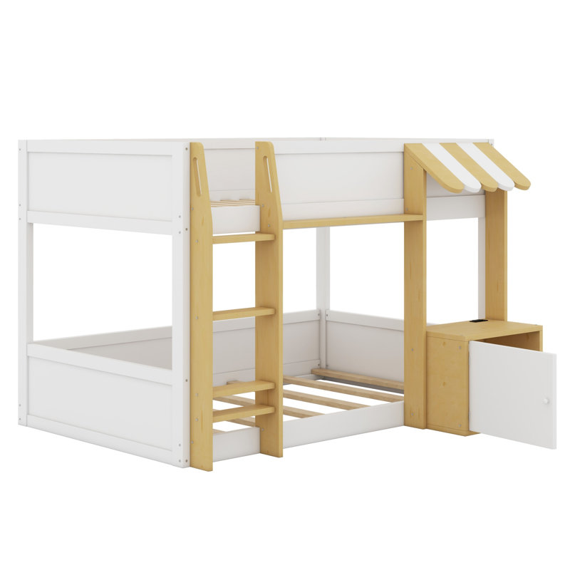 Lit superposé peu encombrant avec bureau, rangement, échelle et USB
