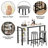 Bar Table Set For 2 With Storage Shelves, 4-Tier Faux Marble Bar Height Table With 2 Grey Velvet Upholstered Stools, Modern 3-Piece Dining Table Set Of 2 For Kitchen, Home, Studio, Office