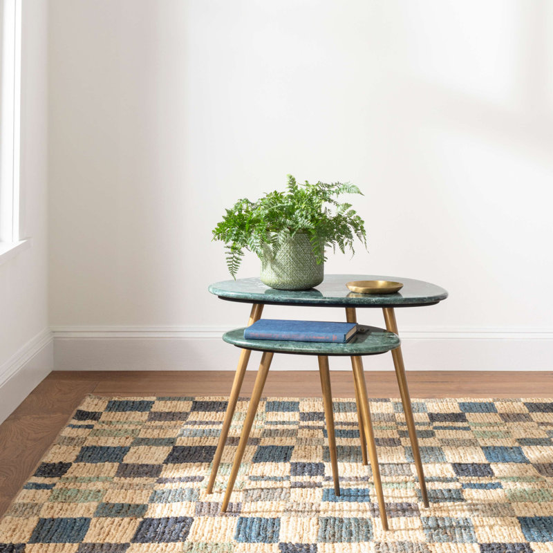 Kirby Blue Handwoven Jute Rug, Rectangle 9' x 12'
