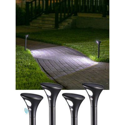 Solar Motion Sensor LED Pathway Lights with Adjustable Height for Outdoor Landscape, Dusk to Dawn, 6500K