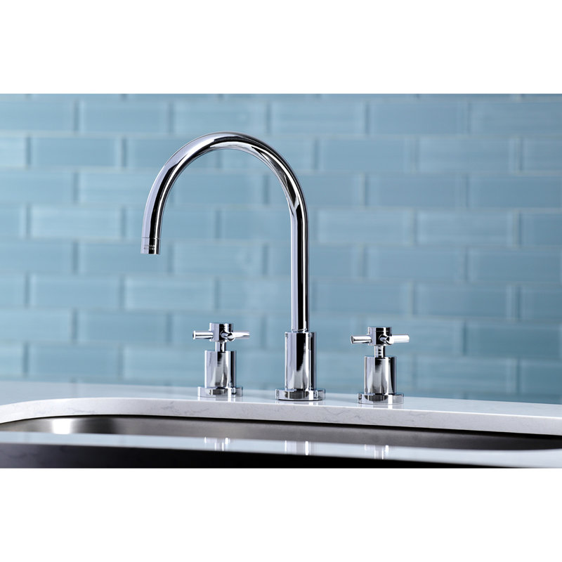 Kingston Brass Concord Double-Handle Widespread Kitchen Faucet, Polished Chrome, Without Side Spray