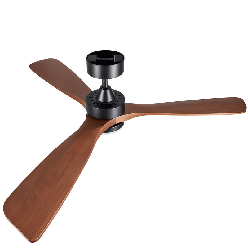 52" Brechter 3 - Blade LED Modern Classic Ceiling Fan with Remote Control and Light Kit Included, Black