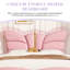 Lit rembourré en cuir de polyuréthane rose avec tête de lit d'inspiration papillon, structure en métal, structure, pas de sommier tapissier requis, accents faciles à assembler, base, ressort, assemblage rapide-130149907-130149909