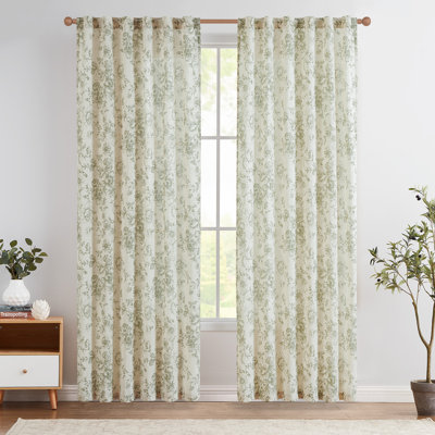 Paire de rideaux semi-transparents à motif floral pivoine Neacsa