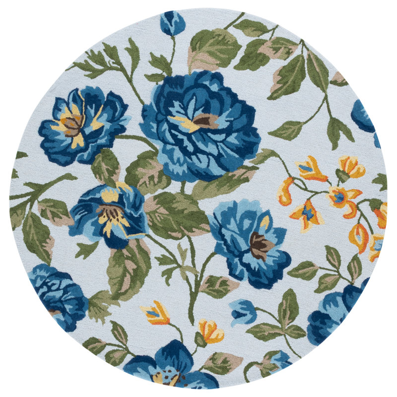 Jardin 275 Hand Tufted Indian Wool Pile Floral Rug, Round 6'
