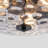 3-Light Flush Mount Ceiling Light With Clear Hammered Glass Shade And Metal-2068915573