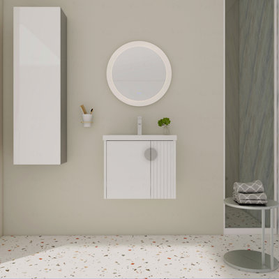 Meuble-lavabo 24 po avec lavabo, pour petite salle de bain, meuble-lavabo avec porte à fermeture en douceur