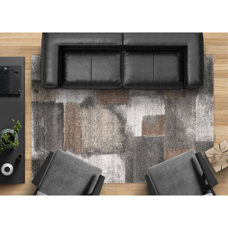 Menoher Gray/Brown Soft Abstract Neutral Indoor Area Rug, Rectangle 7'10" x 10'6"