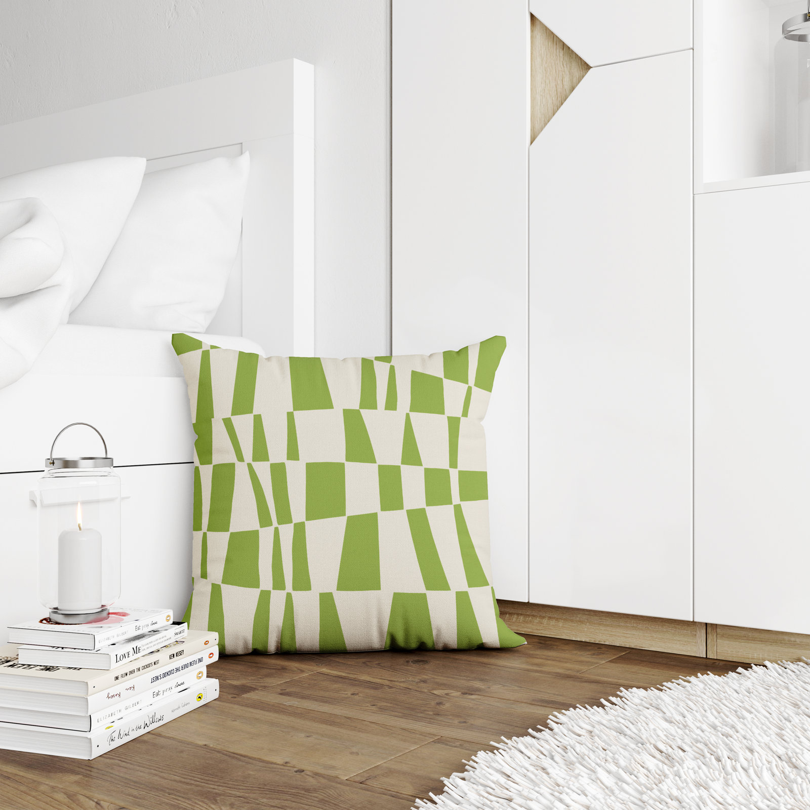Polyester Throw Square Indoor/Outdoor Pillow Cover & Insert, 19W" x 19H", Chartreuse
