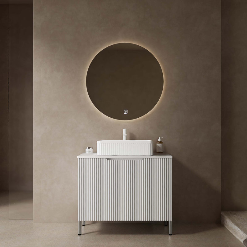 Meuble-lavabo de salle de bain avec lavabo et 2 portes, Blanc