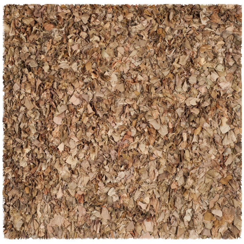 Tapis brun fait à la main Godsey, Carré 6 pi