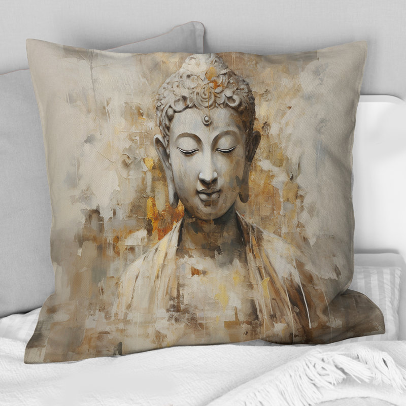 Statue simple bouddhisme II - coussin décoratif imprimé bouddhisme