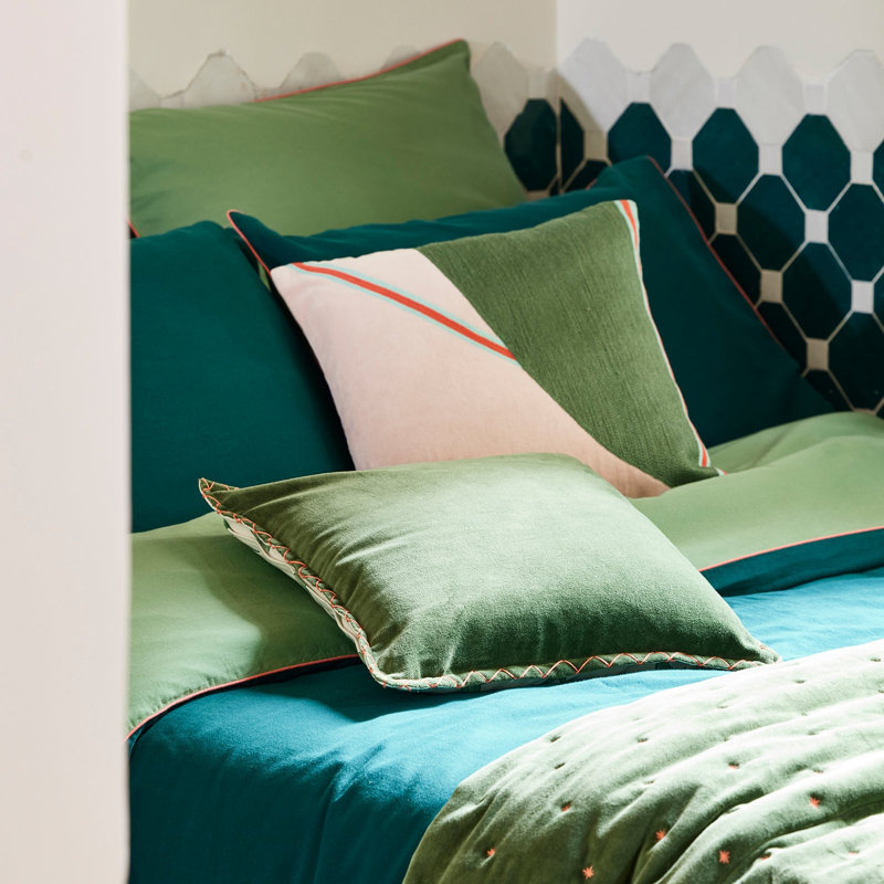 Velvet No Pattern Bedspread, W170 x L260cm, Green