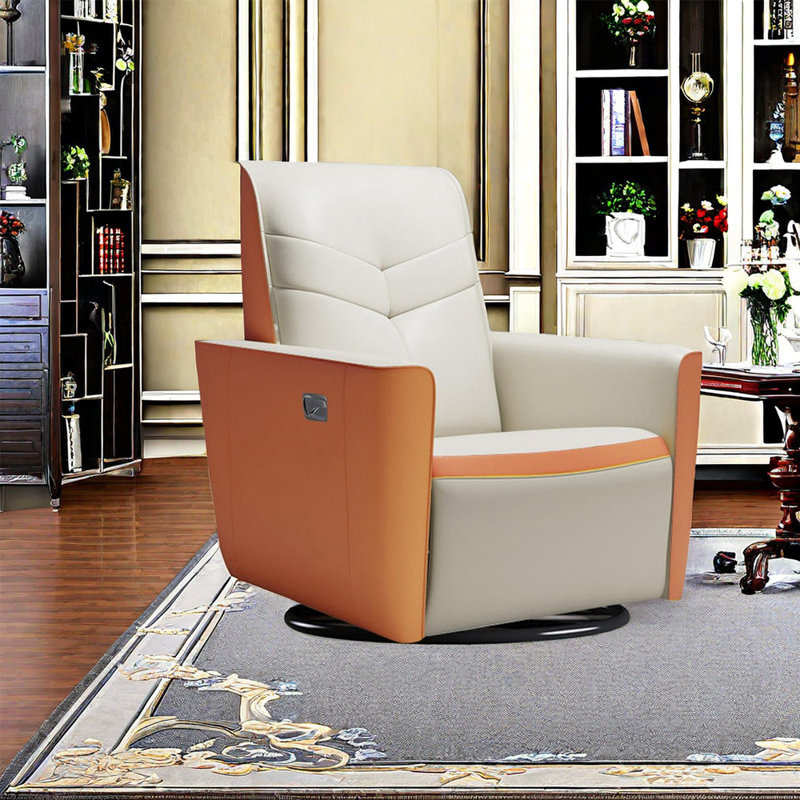 Fauteuil inclinable en similicuir Simmo, Similicuir orange / beige