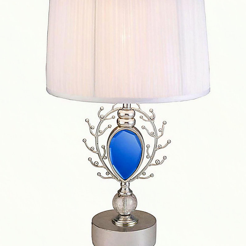 Lampe de table haute en polyrésine 27,75 po "Just Dazzle" avec finition argentée, abat-jour blanc