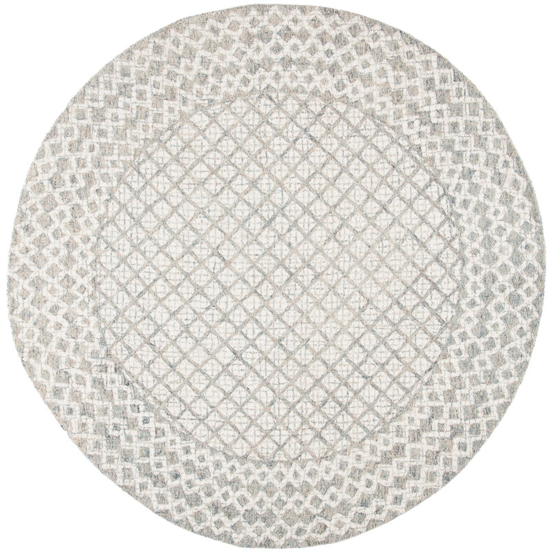 Crowe Hand Tufted Wool Geometric Rug, Round 6'
