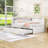 Svojas Twin Size Linen Upholstered Daybed with USB Ports,LED,Shelves and Twin Trundle-111958420