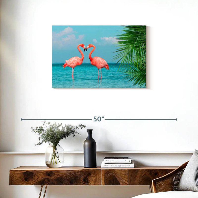 Brampt Blue Sea Flamingos, 20" H x 30" W