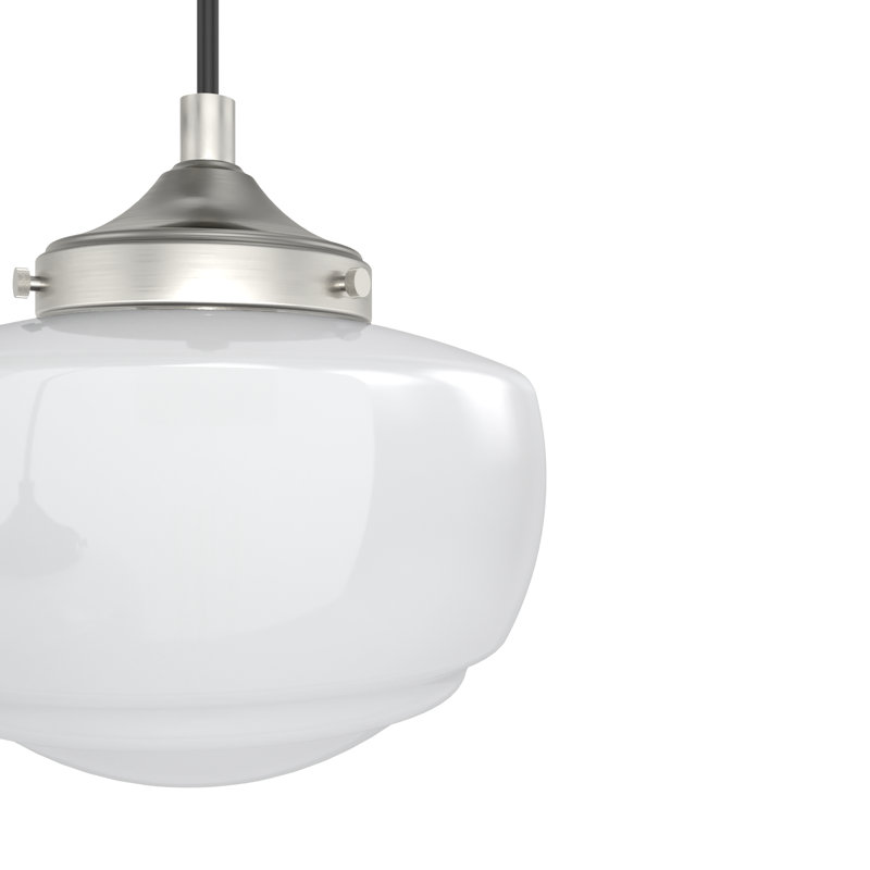 Saddle Creek 3 - Light Schoolhouse Cluster Pendant, Brushed Nickel, Cased White