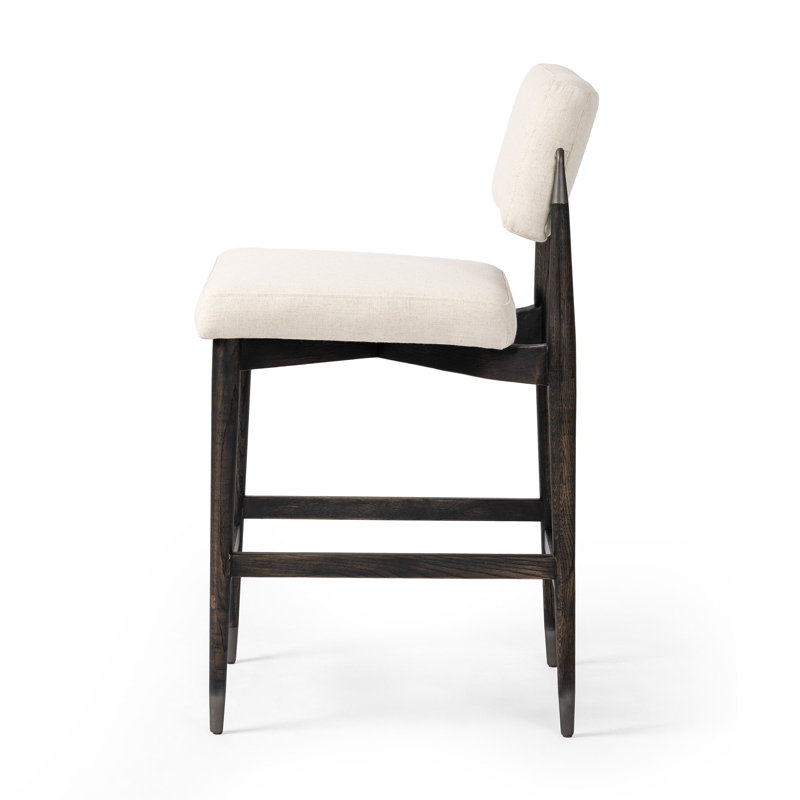 Anton Stool-Havana Brown-Bar, Beige Polyester Blend, Counter Stool (27" Seat Height)