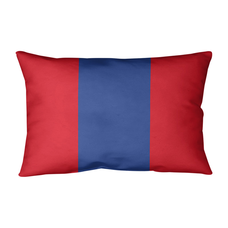 Reversible Throw Pillow, Red/Blue/Red, 14" x 20"