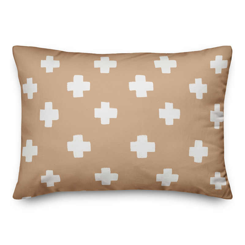  Coussin intérieur / extérieur géométrique, Brun clair