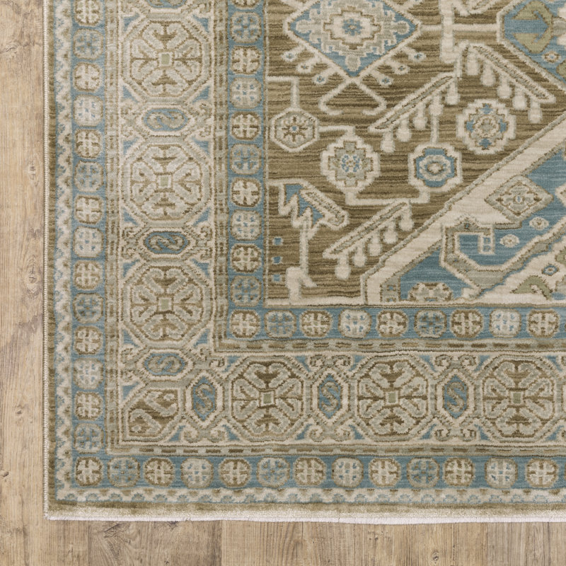 Graicyn Global Traditonal Brown/ Blue Area Rug, Runner 2'3" x 7'9"