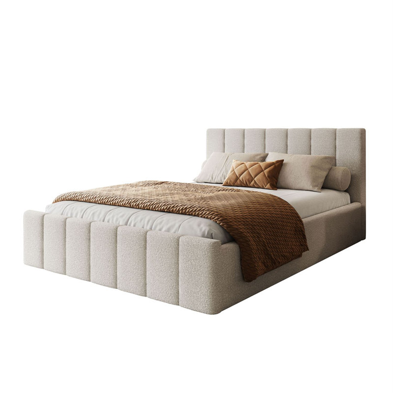 Upholstered Bed, 180cm W x 200cm L, Ascot Pearl