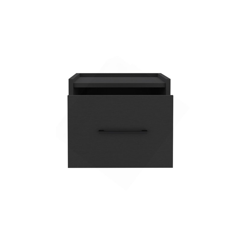 Floating Nightstand, Space-Saving Design With Handy Drawer And Surface, Black, Black