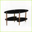 Table basse moderne ovale en verre noir pour le salon - Facile à nettoyer, multifonctionnelle, capacité de 220 lb-1867296607-1867296600