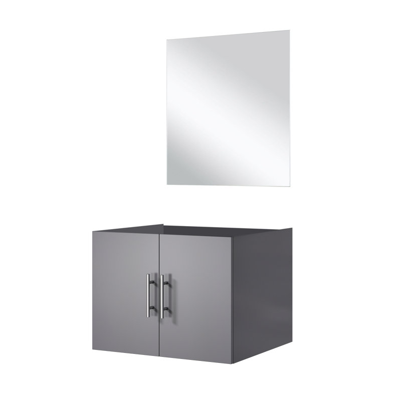 Meuble-lavabo simple gris foncé l 24 po x P 22 po et miroir 18 po