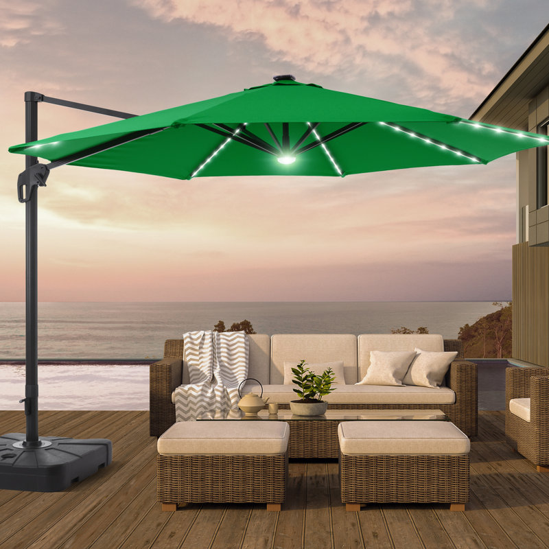Parasol lumineux en porte-à-faux 11 pi Moriceau, Bleu lac