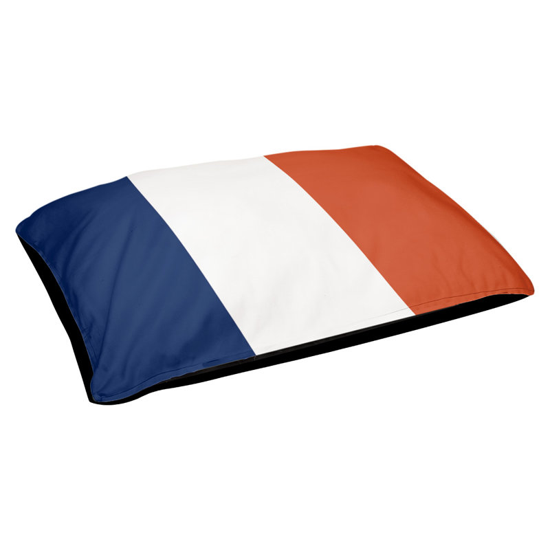 Coussin rectangulaire designer Los Angeles, Grand (L 40 po x l 50 po), Orange / blanc / bleu marine